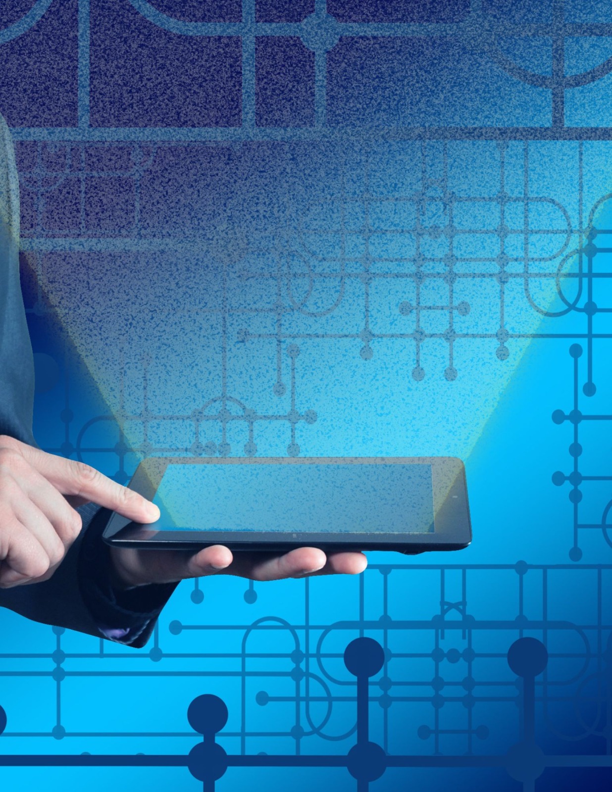 A person looking at a digital device.